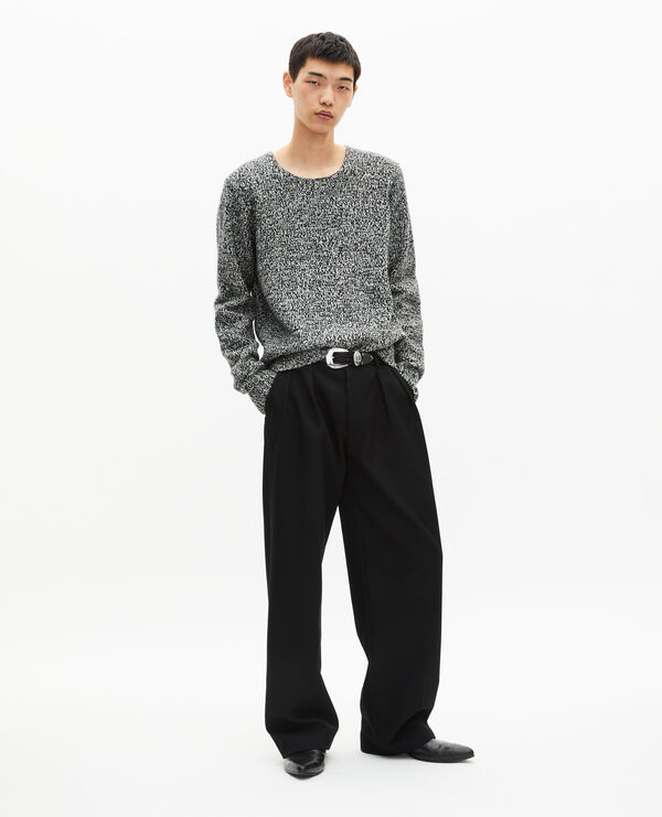 The Kooples HOMME BLACK WHITE pull mouliné noir et blanc