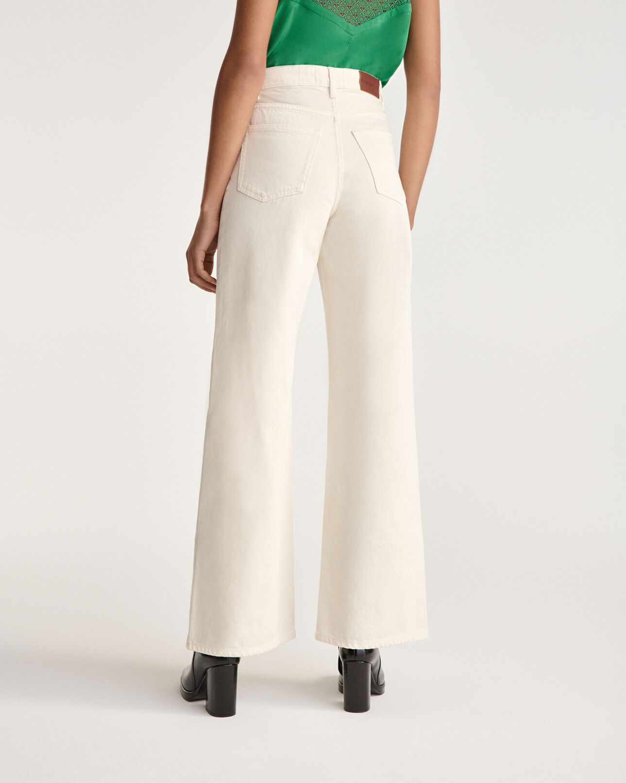 The Kooples WOMEN CREAM high-waist wide-leg ecru jeans