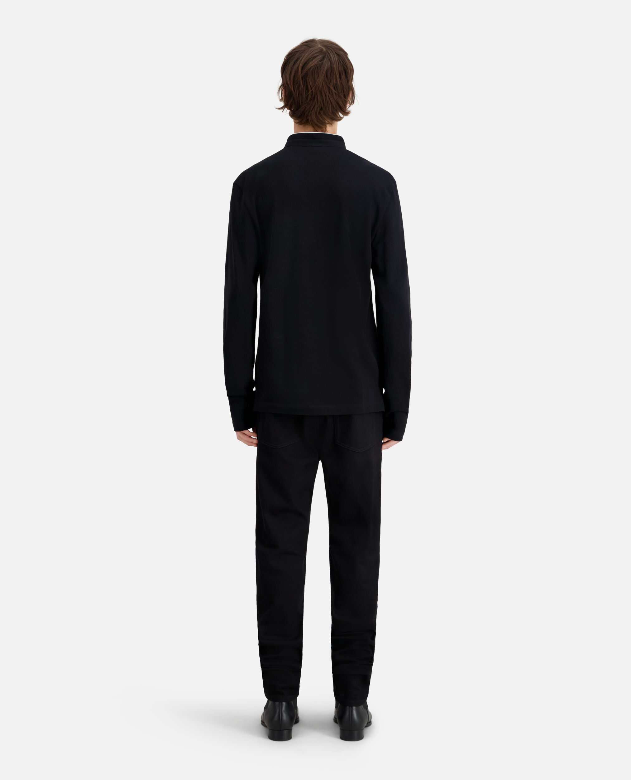 Polo noir en coton, BLACK, hi-res image number null
