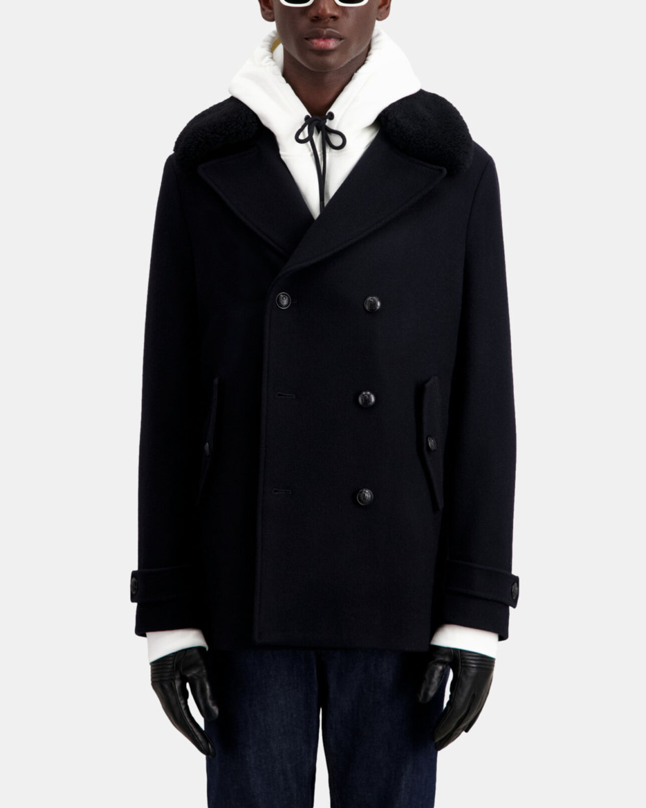 The Kooples HOMME BLACK gants homme en cuir noir avec nervures
