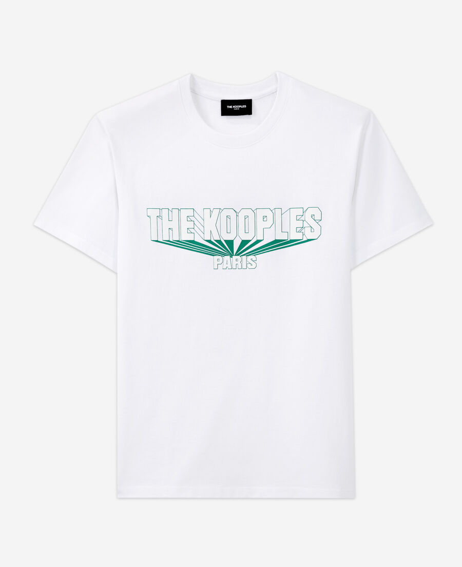weißes baumwoll-t-shirt mit grünem 3d-logo