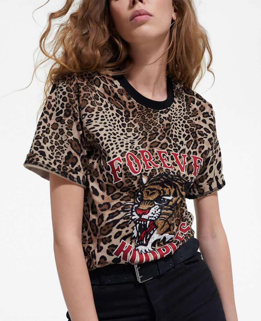 cotton t-shirt with leopard print