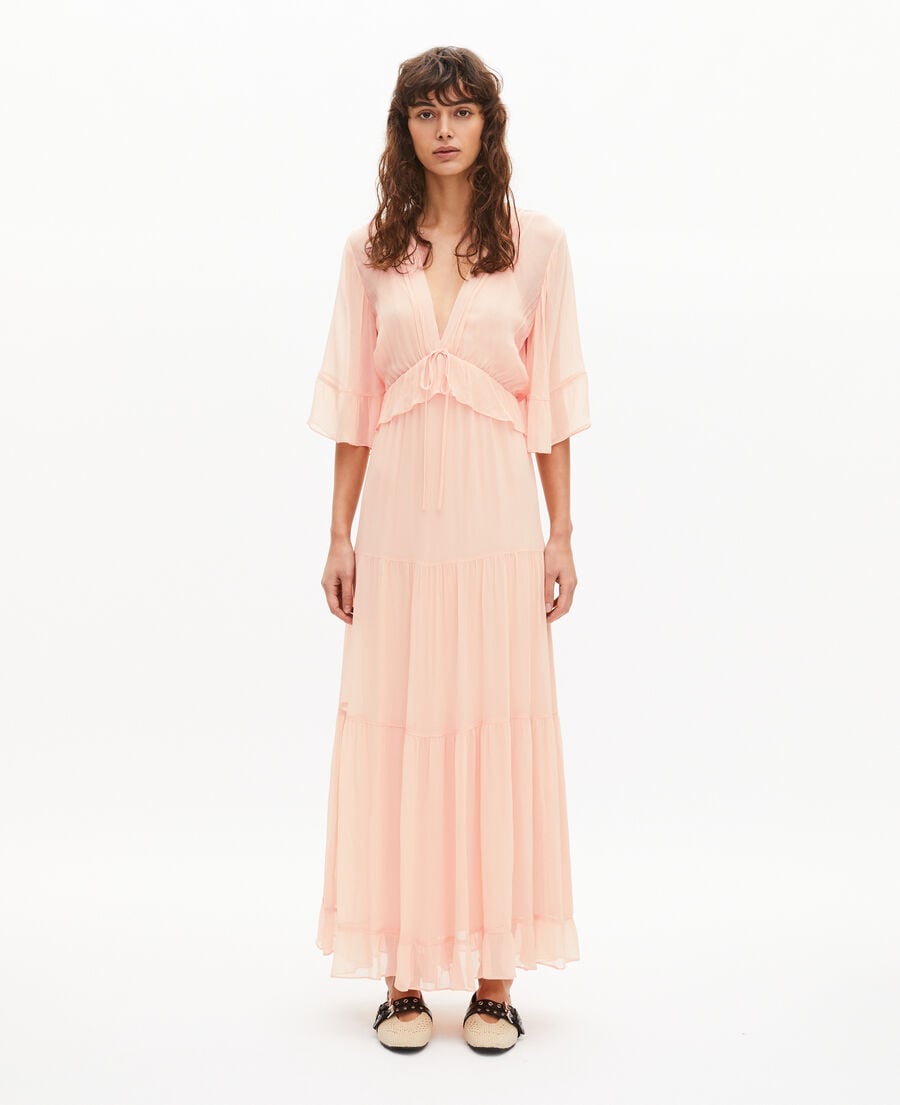 The Kooples F NUDE POUDRE long ruffled peach dress
