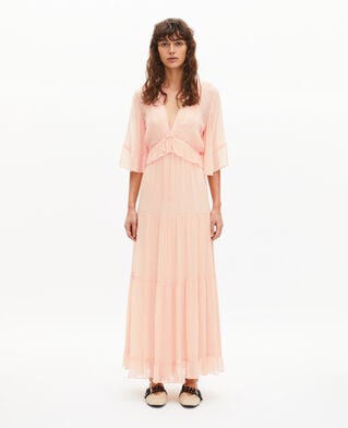 The Kooples F NUDE POUDRE long ruffled peach dress