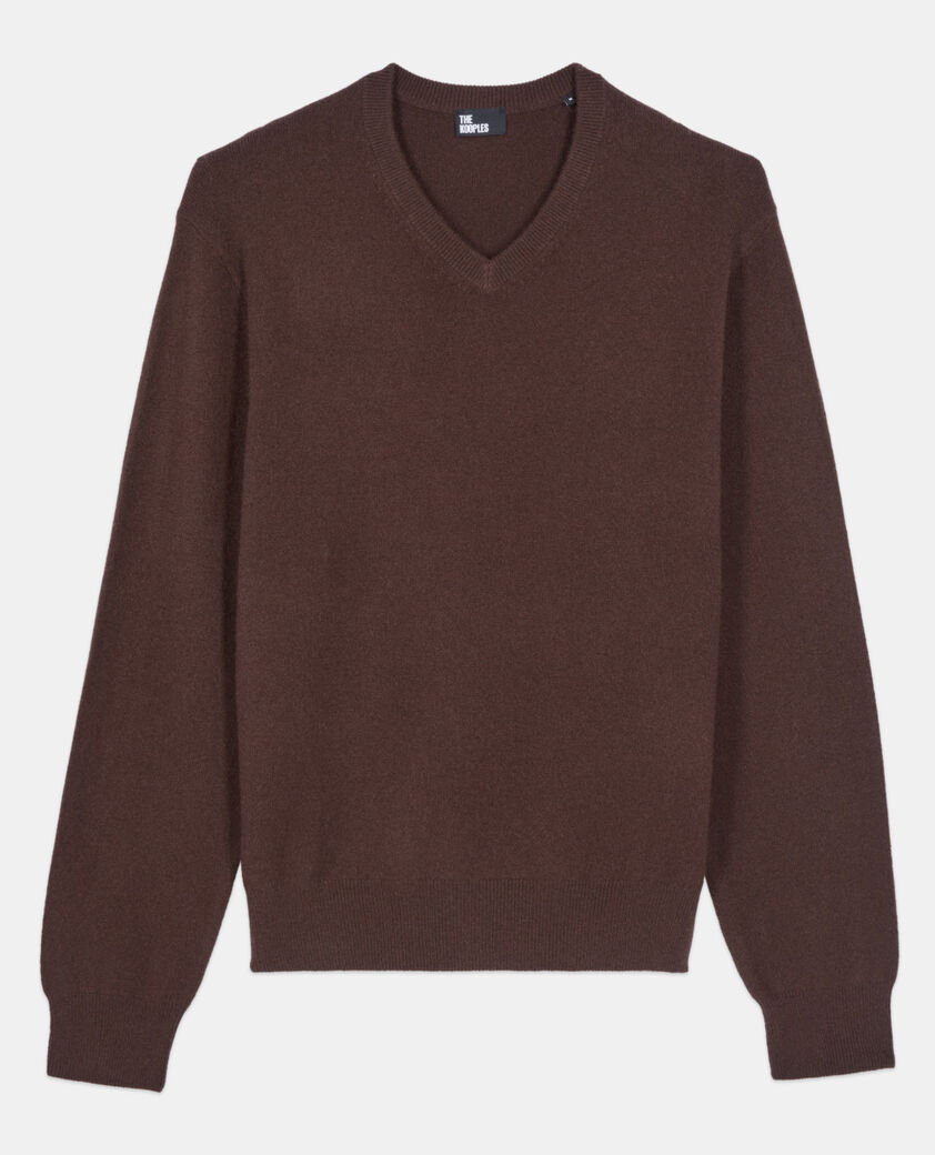 The Kooples HOMME BROWN pull en cachemire marron