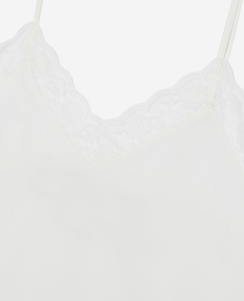 The Kooples FEMME ECRU caraco en soie et dentelle écru