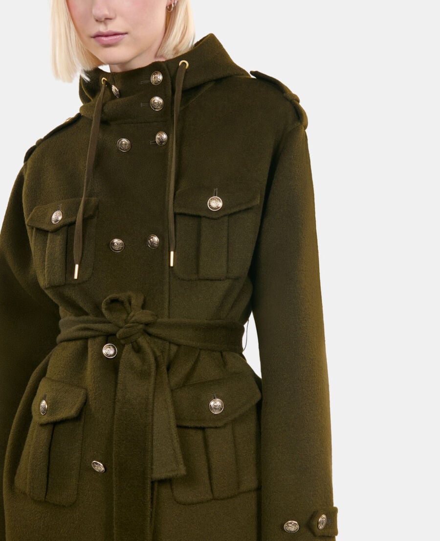 The Kooples WOMEN KAKI khaki officer-style wool blend jacket