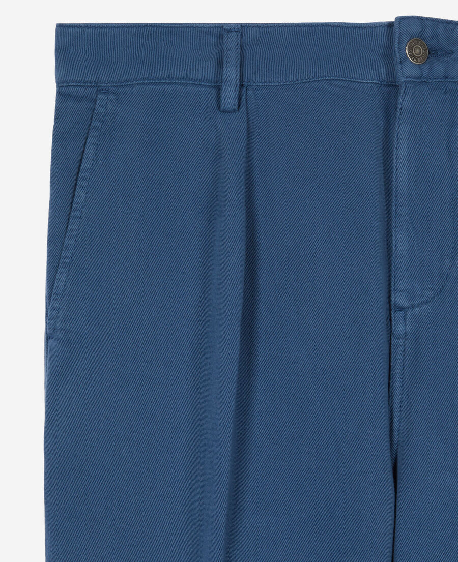 The Kooples H MIDDLE NAVY navy blue cotton and linen trousers with pleats