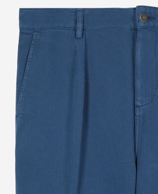 The Kooples H MIDDLE NAVY navy blue cotton and linen trousers with pleats