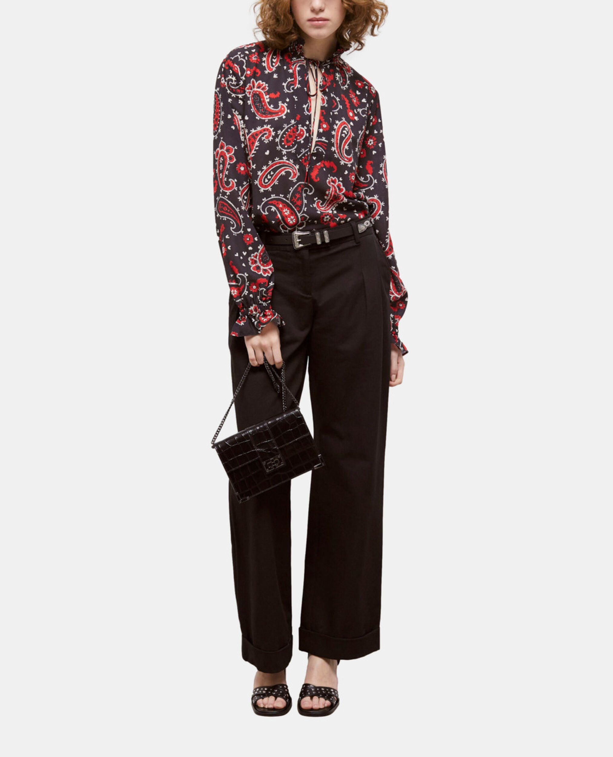 Bluse mit Print, BLACK - RED, hi-res image number null