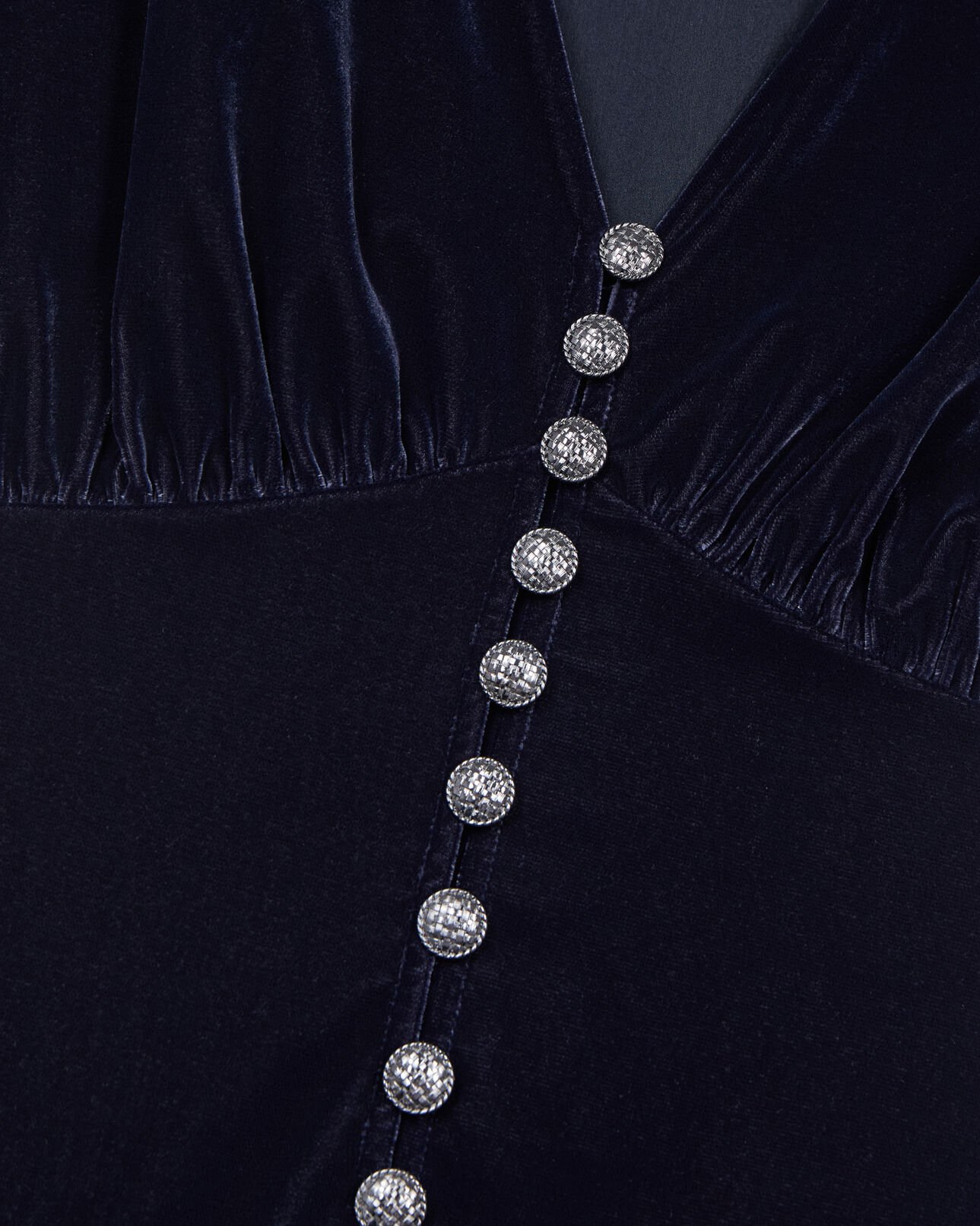 The Kooples WOMEN NAVY long navy blue velvet dress