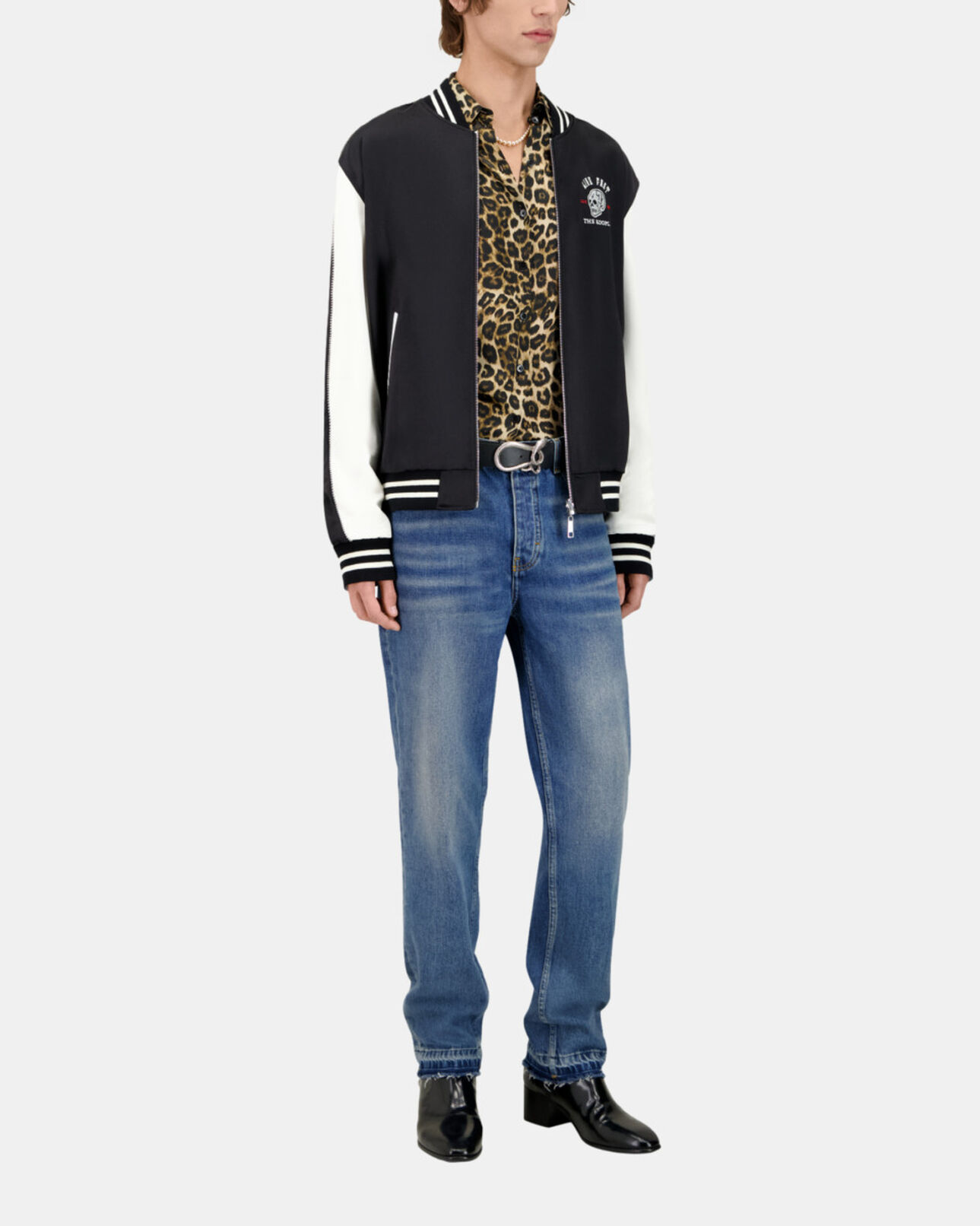 The Kooples MEN BLACK satin black reversible jacket with tiger embroidery