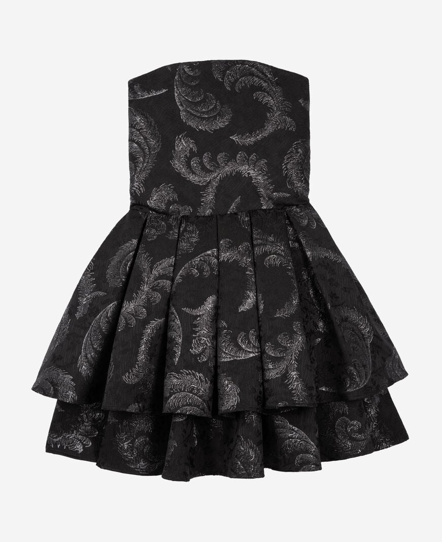 The Kooples FEMME BLACK / SILVER robe courte bustier en jacquard noire
