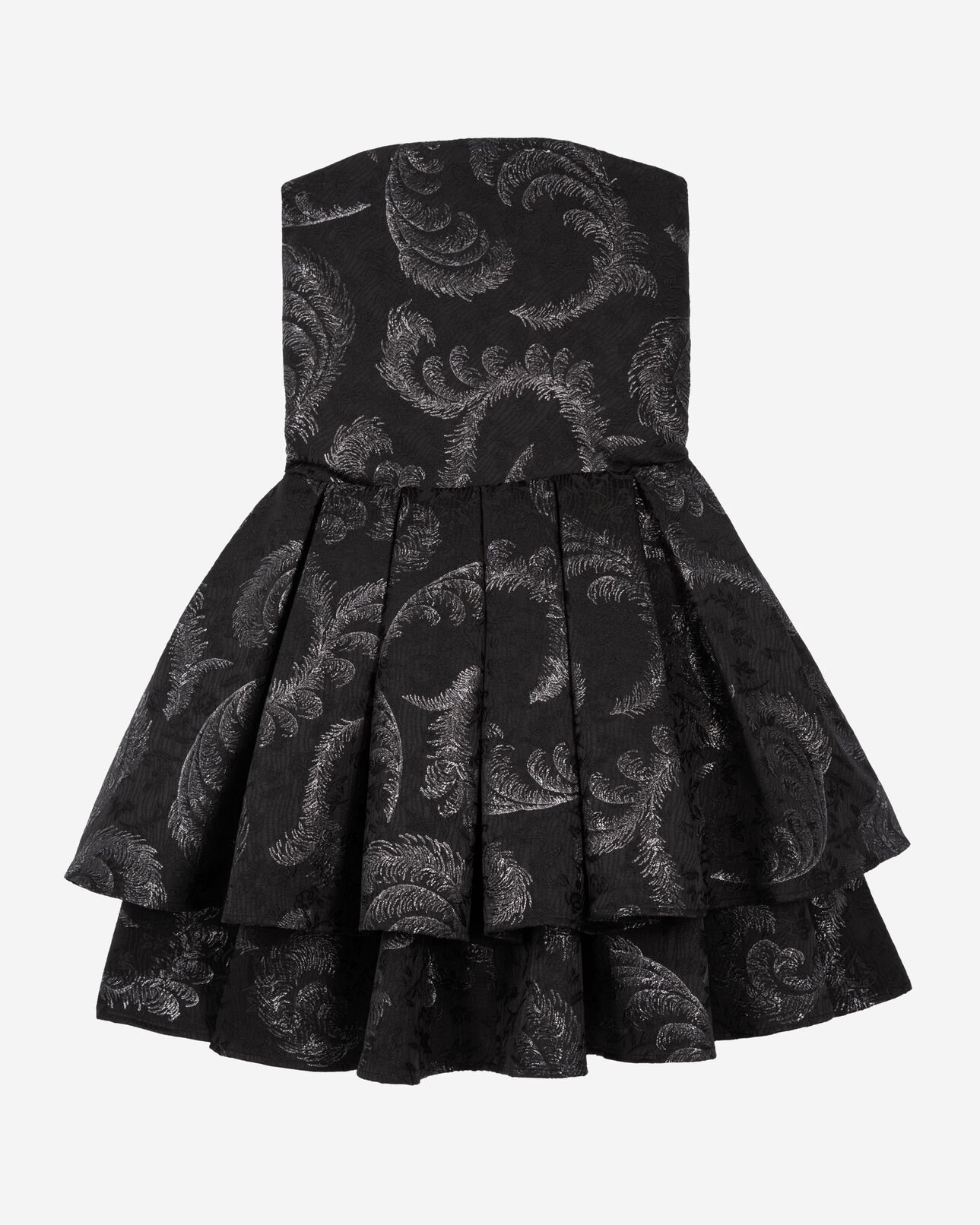 The Kooples FEMME BLACK / SILVER robe courte bustier en jacquard noire