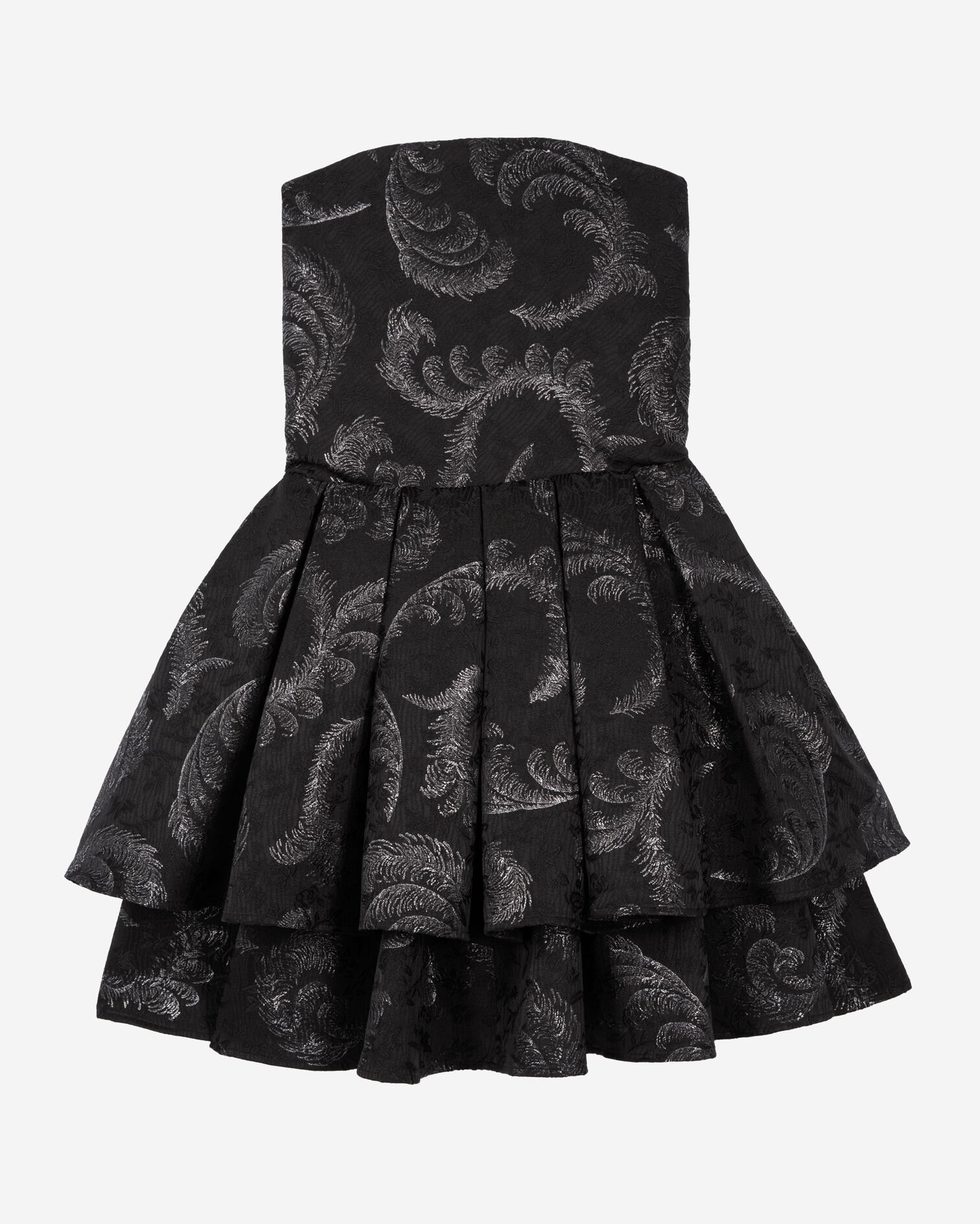 Robe courte bustier en jacquard noire, BLACK / SILVER, hi-res image number null