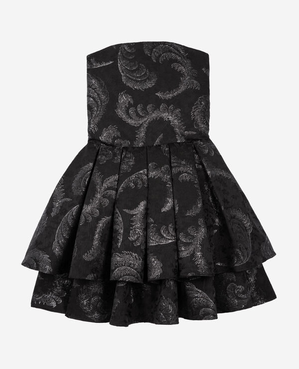 The Kooples FEMME BLACK / SILVER robe courte bustier en jacquard noire