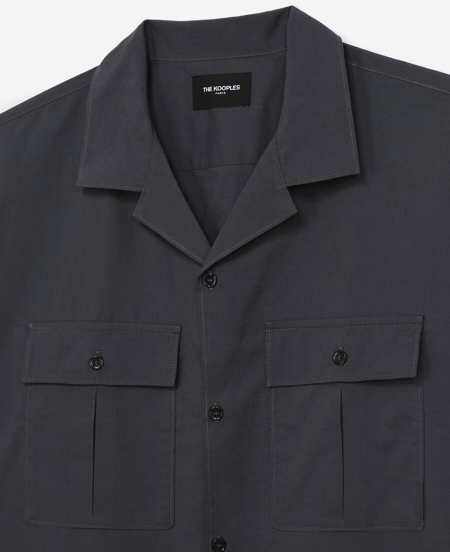 charcoal gray cotton shirt with pockets