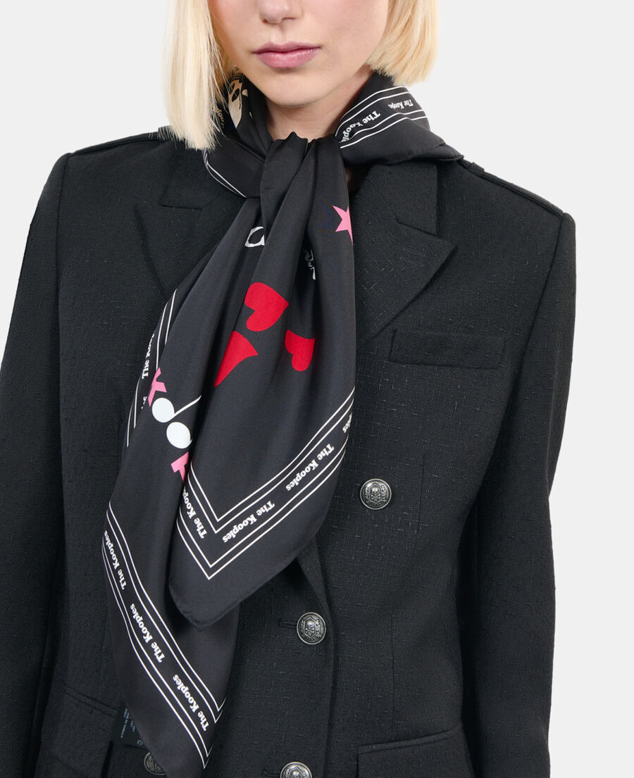 The Kooples F BLACK women's printed silk scarf
