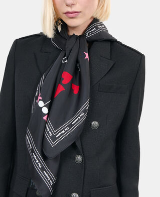 The Kooples F BLACK women's printed silk scarf