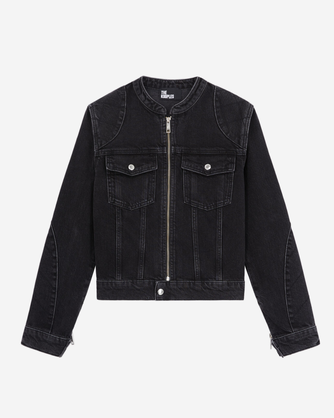 The Kooples MUJER BLACK WASHED chaqueta biker negra denim