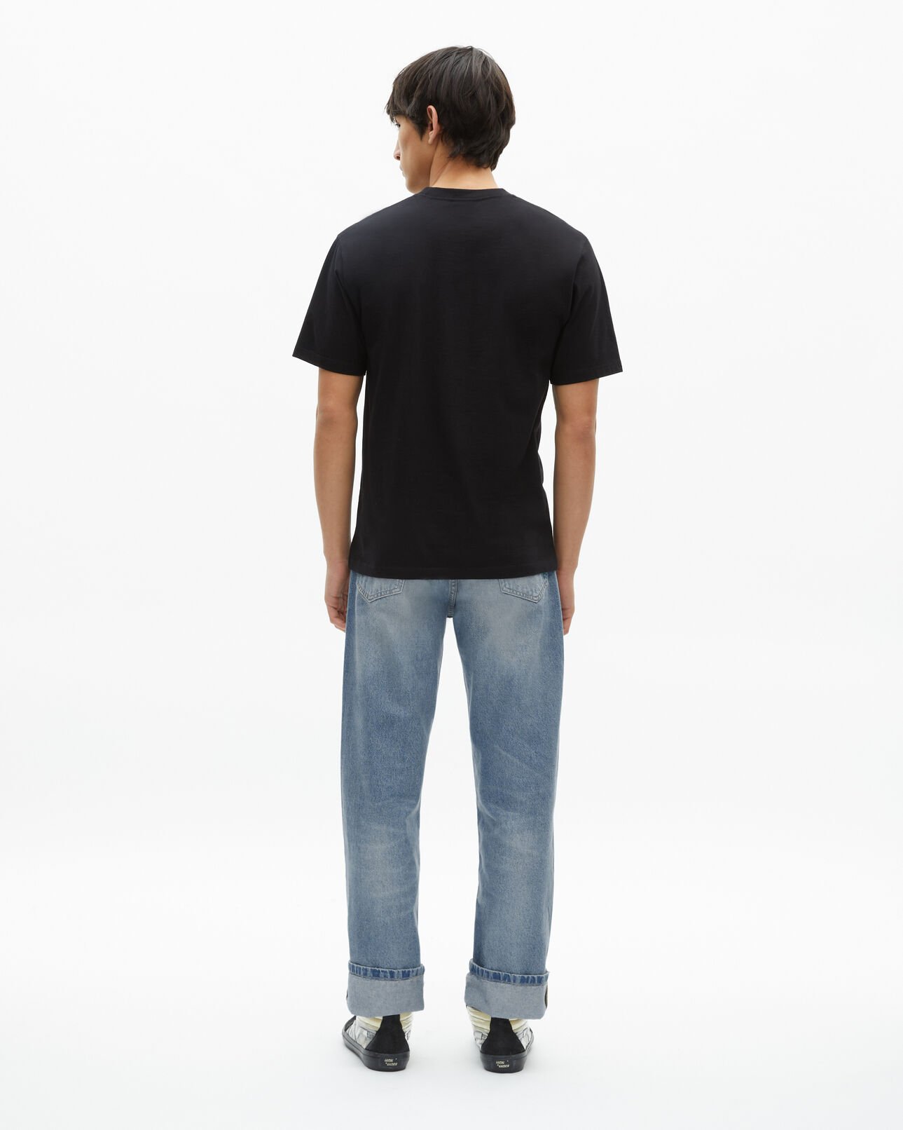 The Kooples MEN BLACK t-shirt with black flocking