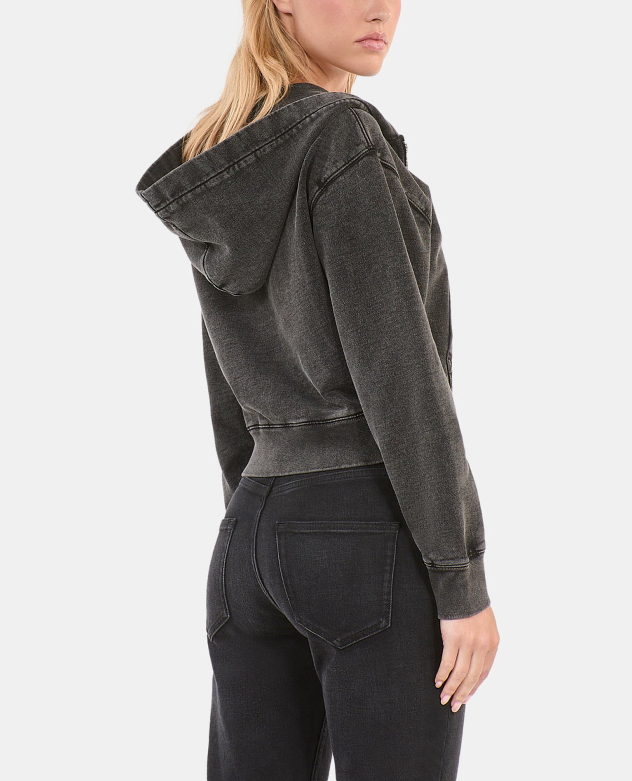 Black hoodie with serigraphy, BLACK WASHED, hi-res image number null