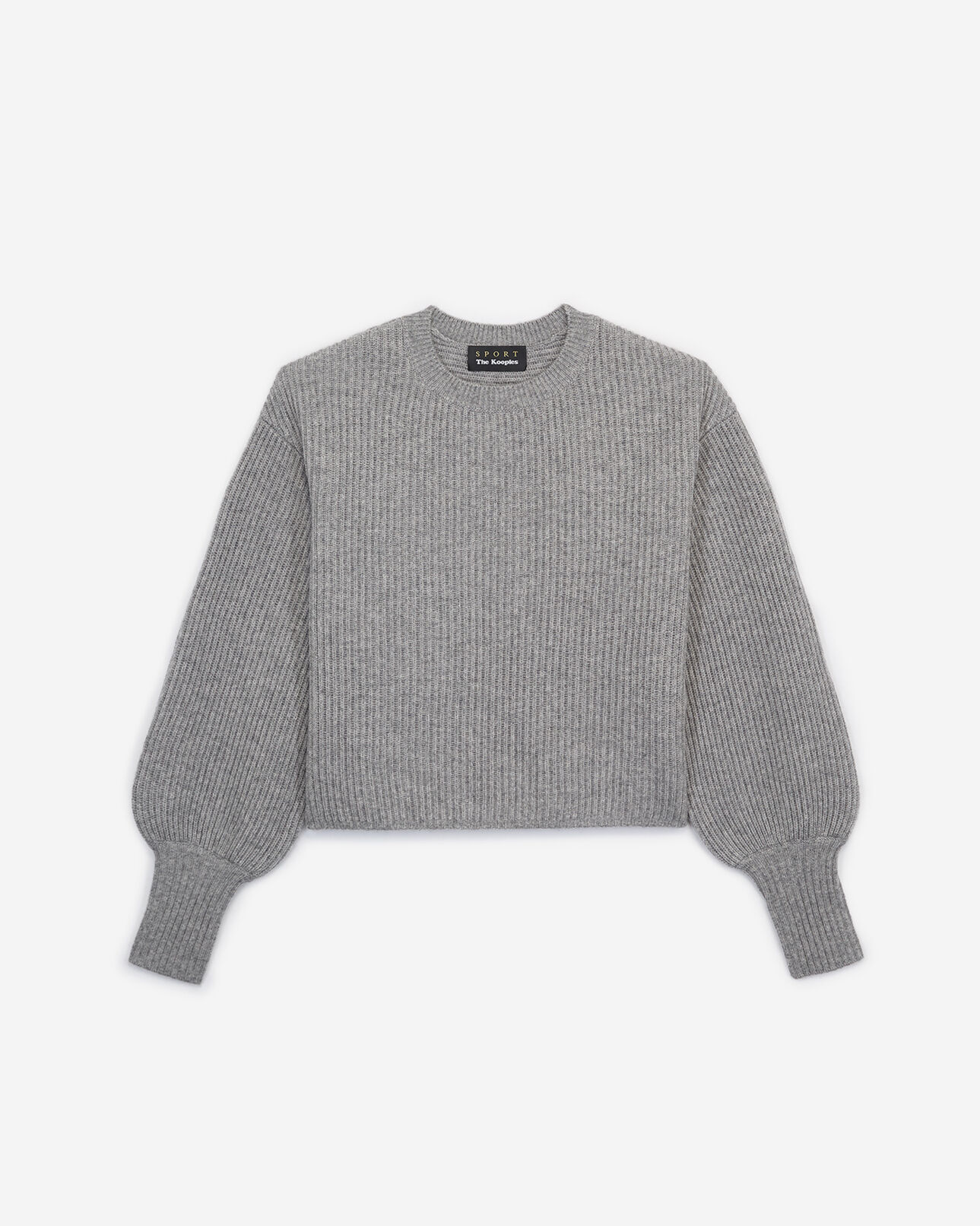 The Kooples DAMEN GREY grauer pullover mit feiner rippung