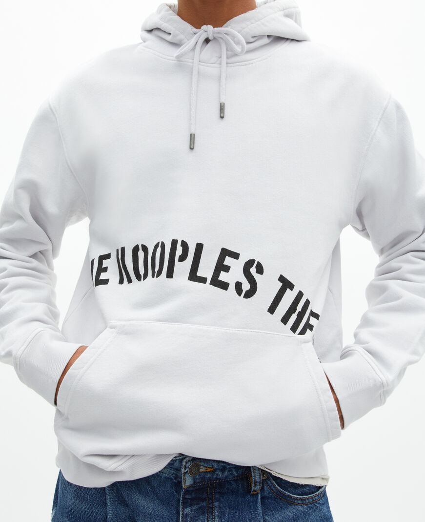 The Kooples H LIGHT GREY hooded sweatshirt with grey screen print
