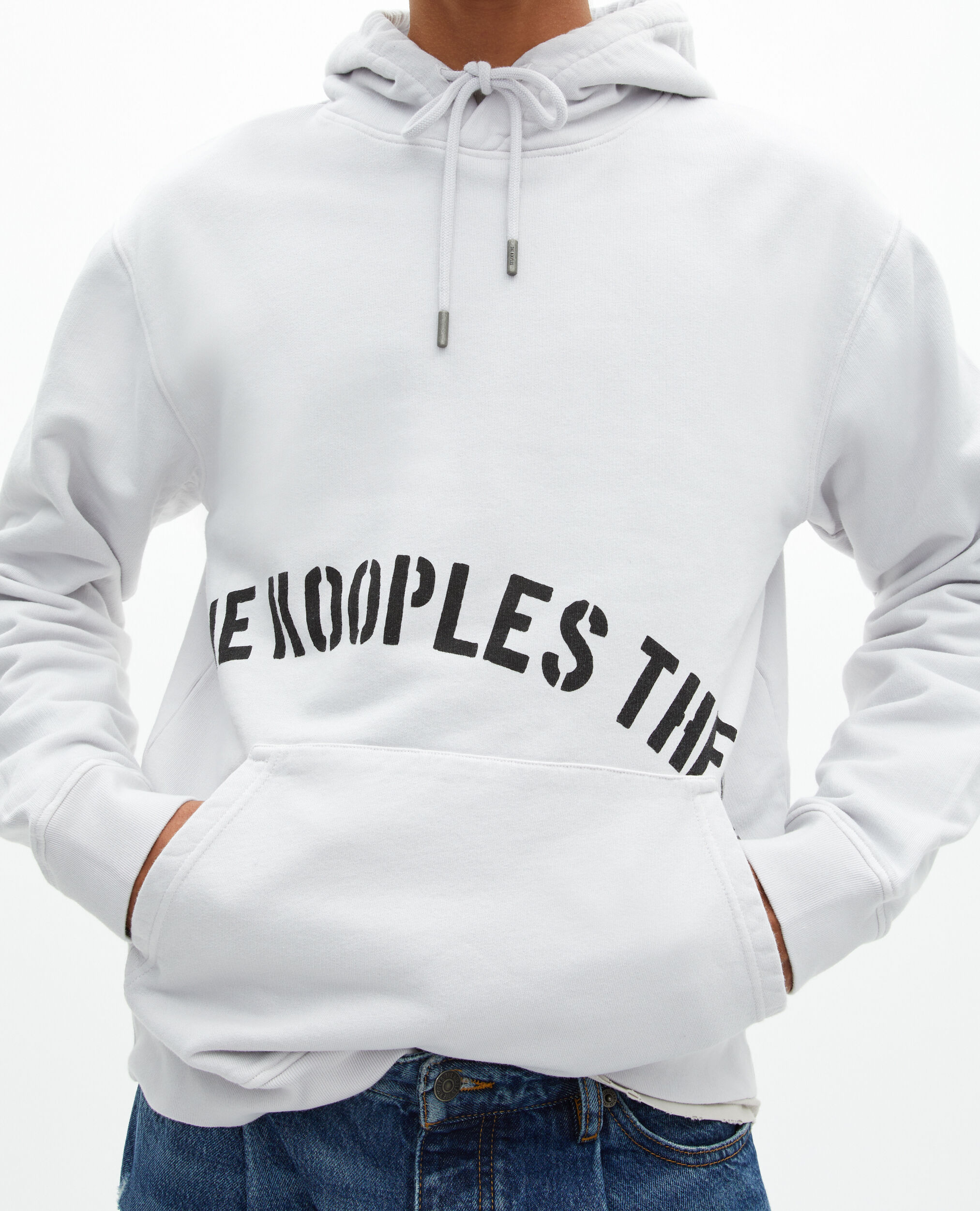 Hooded sweatshirt with grey screen print, LIGHT GREY, hi-res image number null