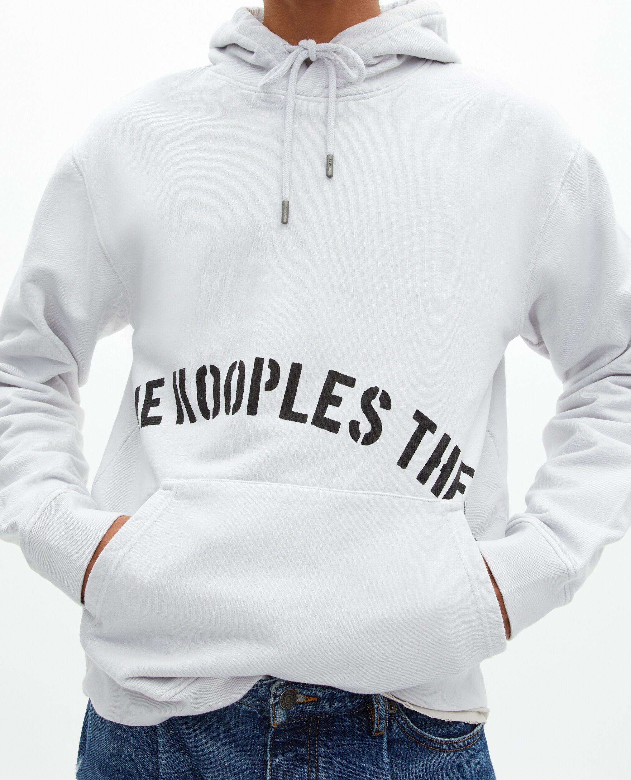 Hooded sweatshirt with grey screen print, LIGHT GREY, hi-res image number null