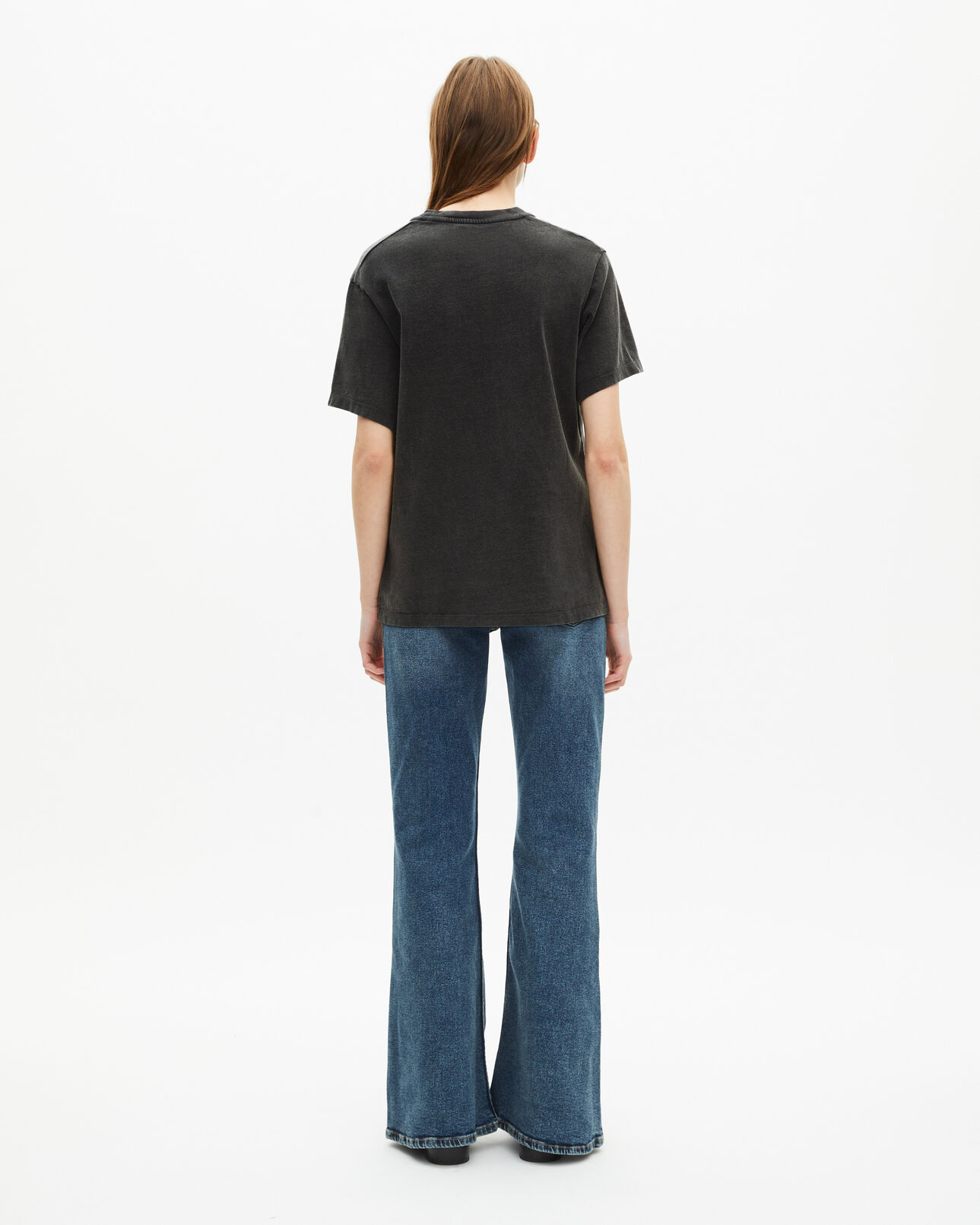 The Kooples WOMEN BLACK WASHED black washed-out silkscreen t-shirt