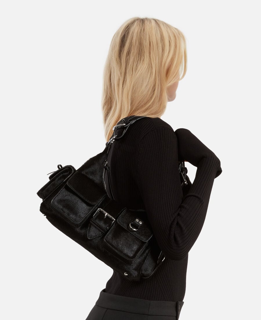 The Kooples F BLACK amelia bag in black foal effect