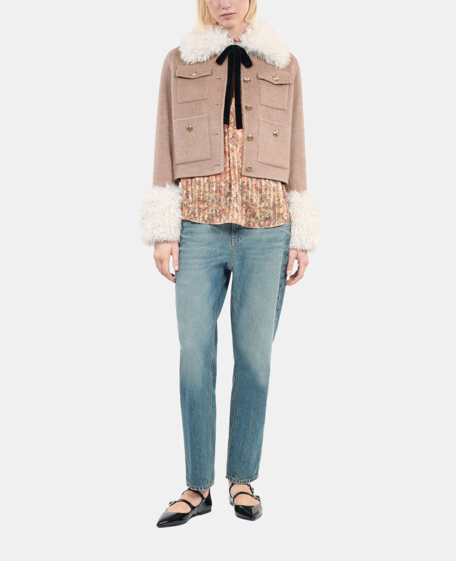 The Kooples WOMEN BEIGE LINEN beige jacket