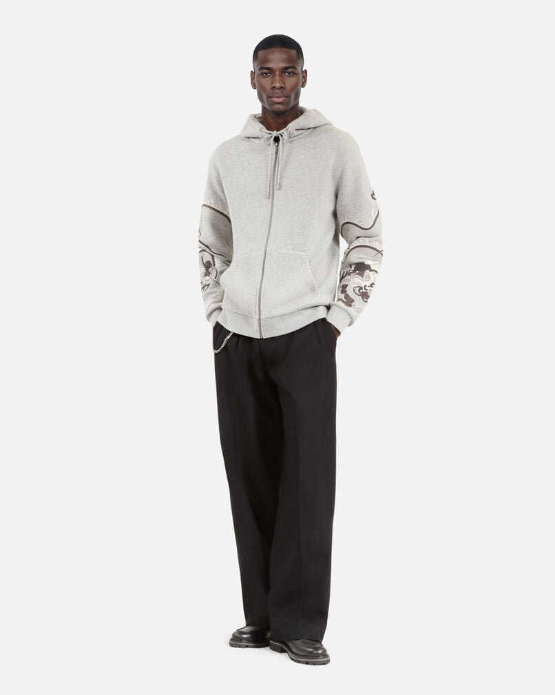 The Kooples HOMME GREY MELANGE sweatshirt à capuche avec manches brodées gris