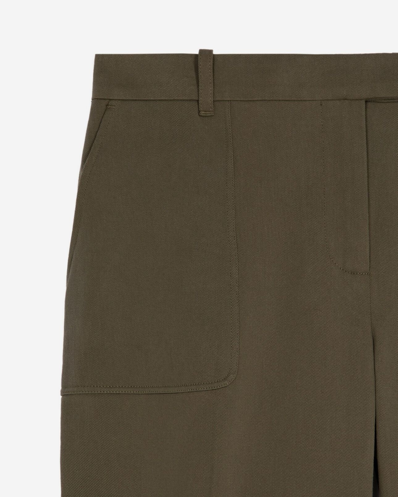 The Kooples WOMEN KAKI khaki cotton wide leg pants
