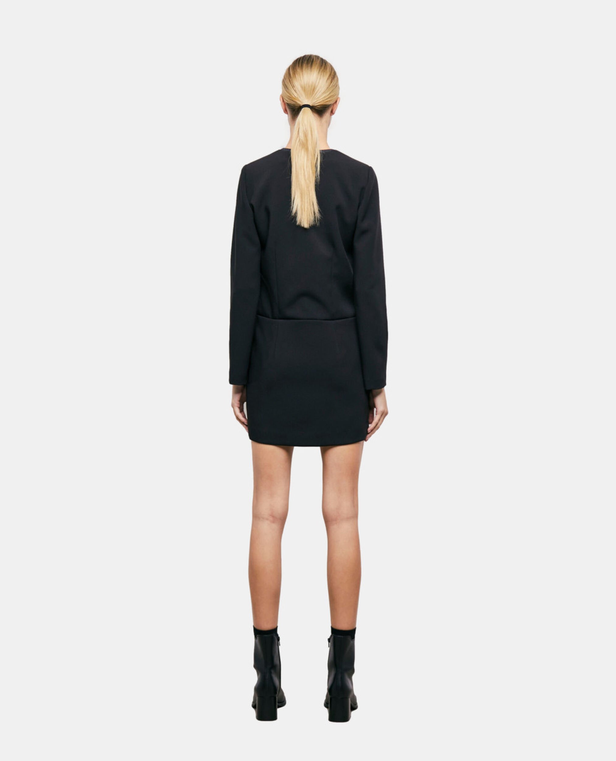 Robe courte croisée noire, BLACK, hi-res image number null