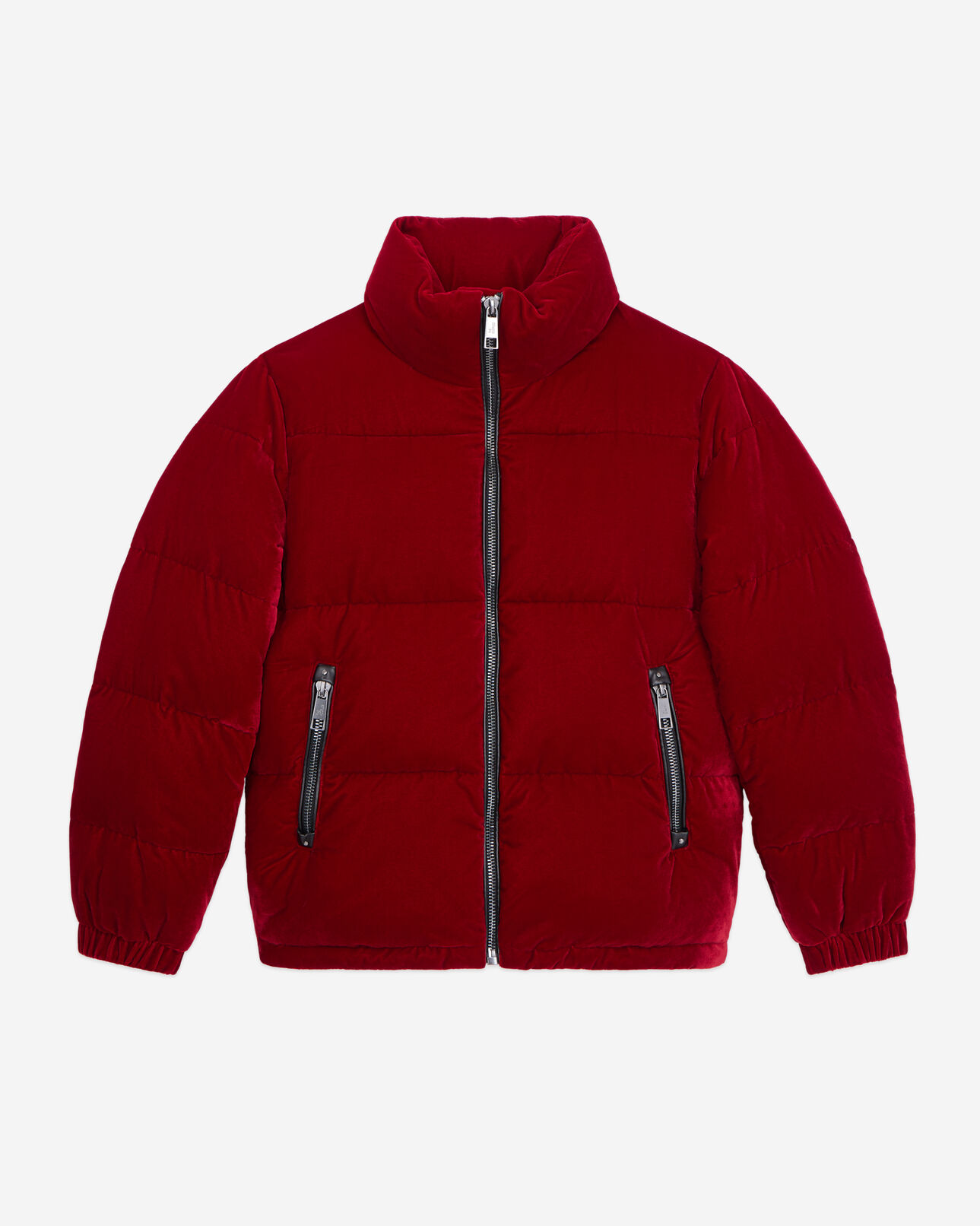 The Kooples WOMEN DARK BURGUNDY burgundy velvet puffer jacket
