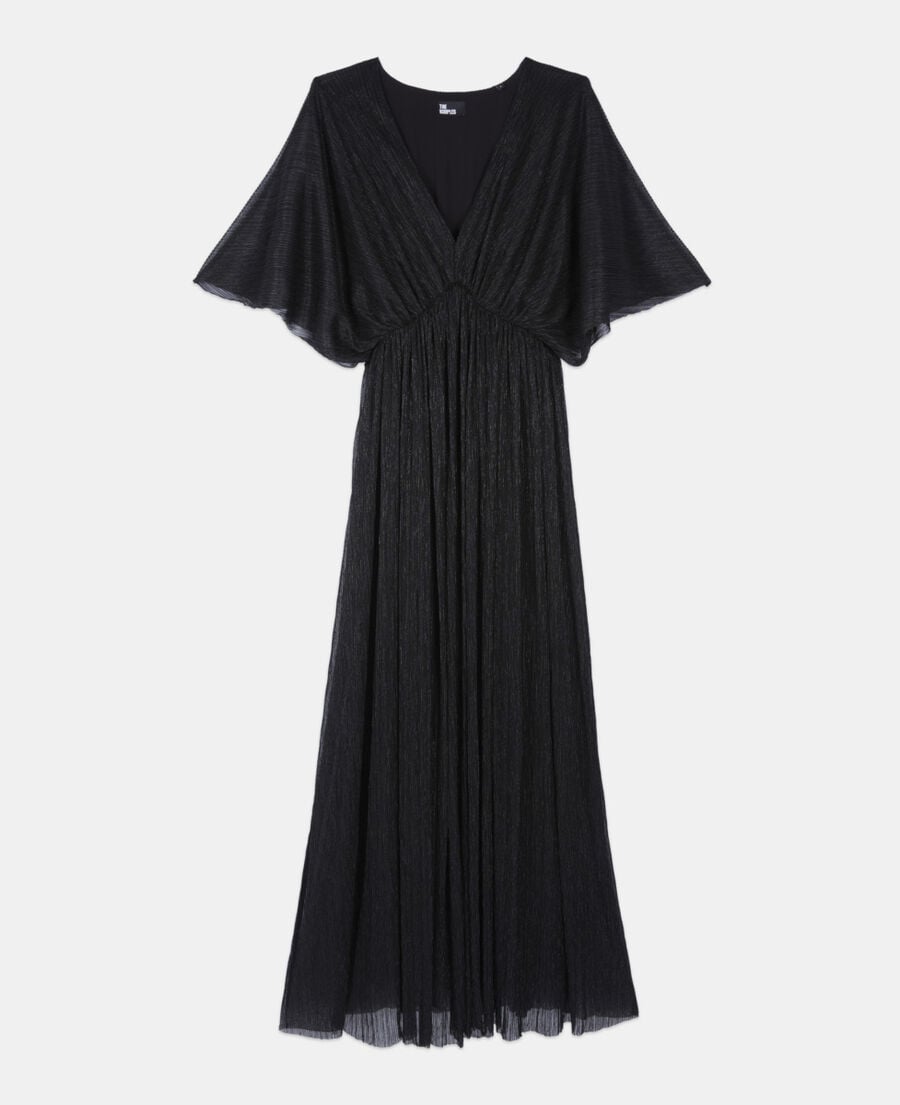 The Kooples F BLACK black metallic jersey long dress