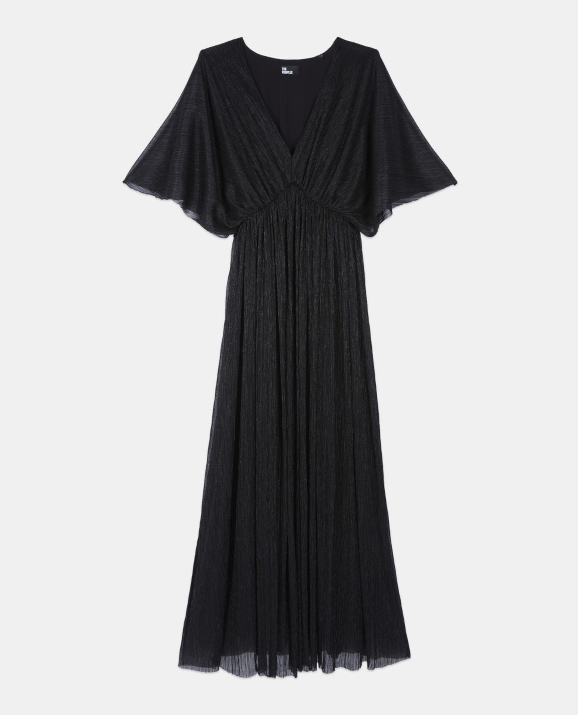 Black metallic jersey long dress, BLACK, hi-res image number null