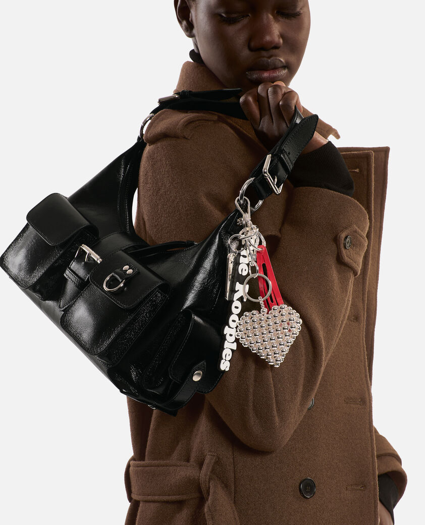 The Kooples WOMEN WHITE black and white logo bag charm