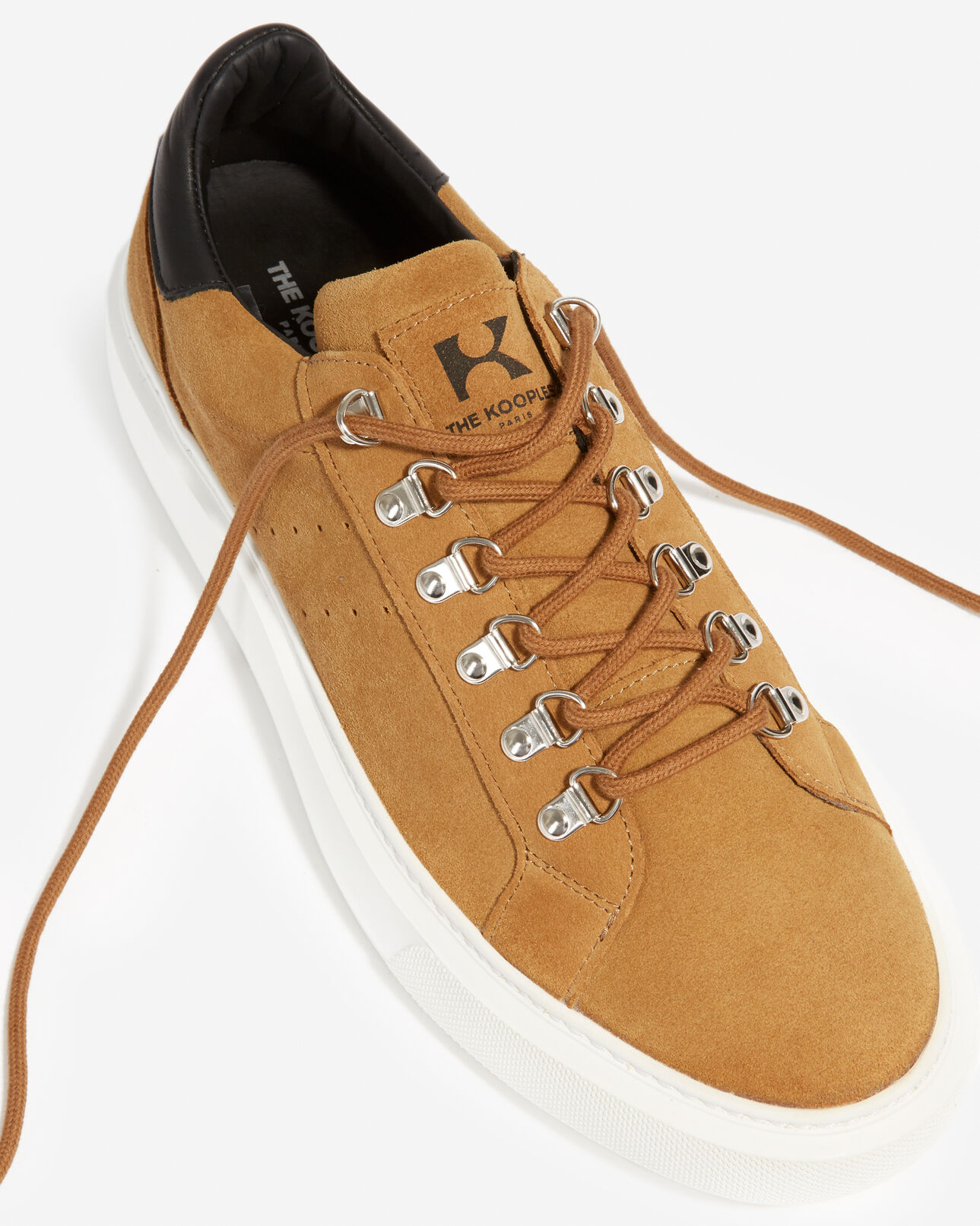 The Kooples HERREN BROWN turnschuhe camelfarben wildleder metall-ösen