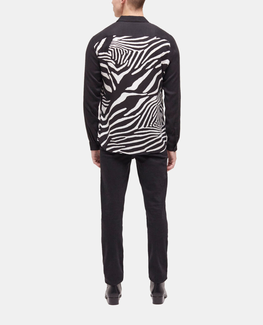 The Kooples HOMBRE BLACK WHITE camisa cuello cl&aacute;sico estampada