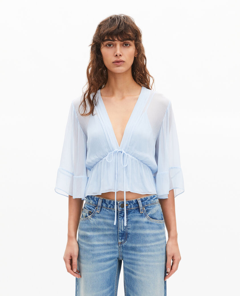 The Kooples F LIGHT BLUE blue ruffled blouse