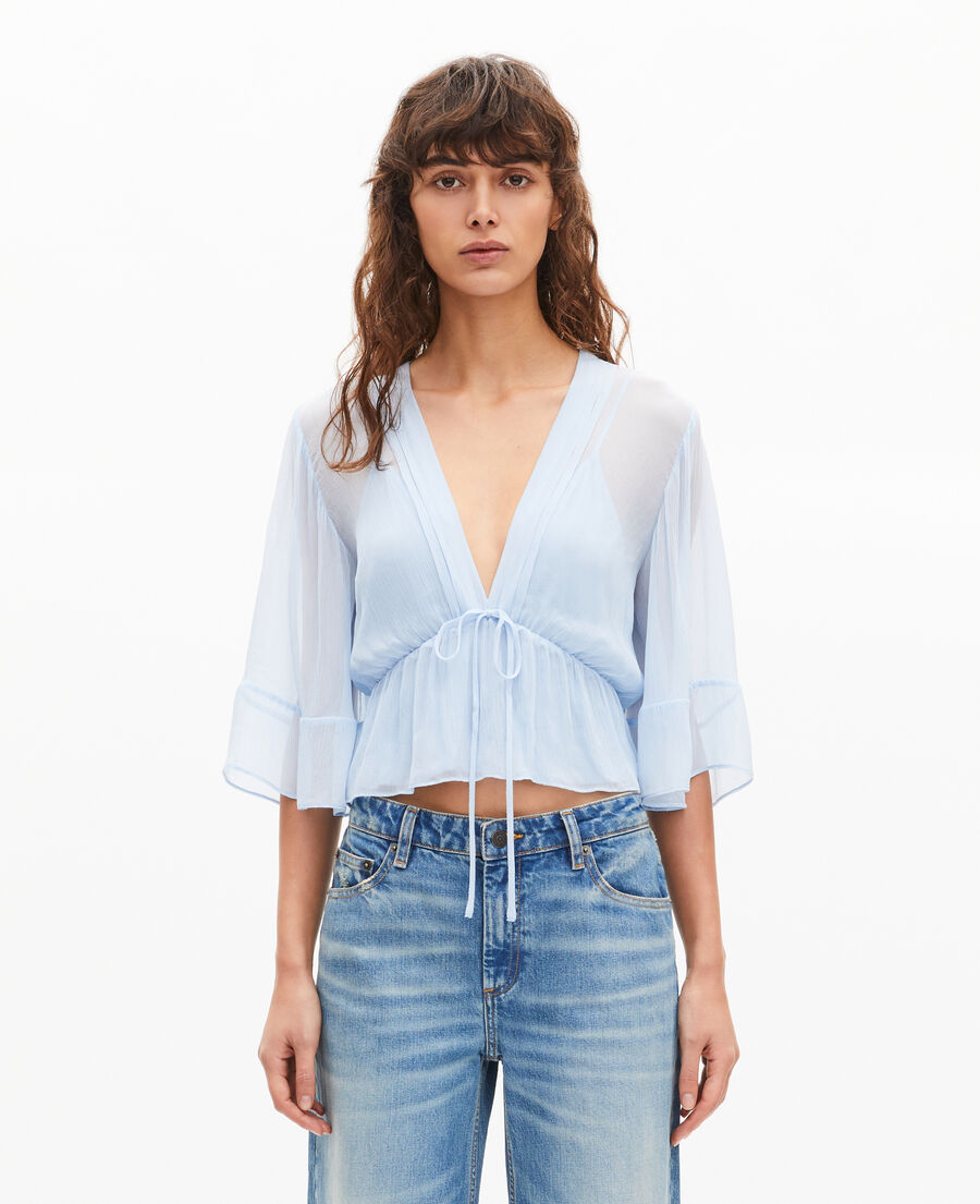 The Kooples F LIGHT BLUE blue ruffled blouse