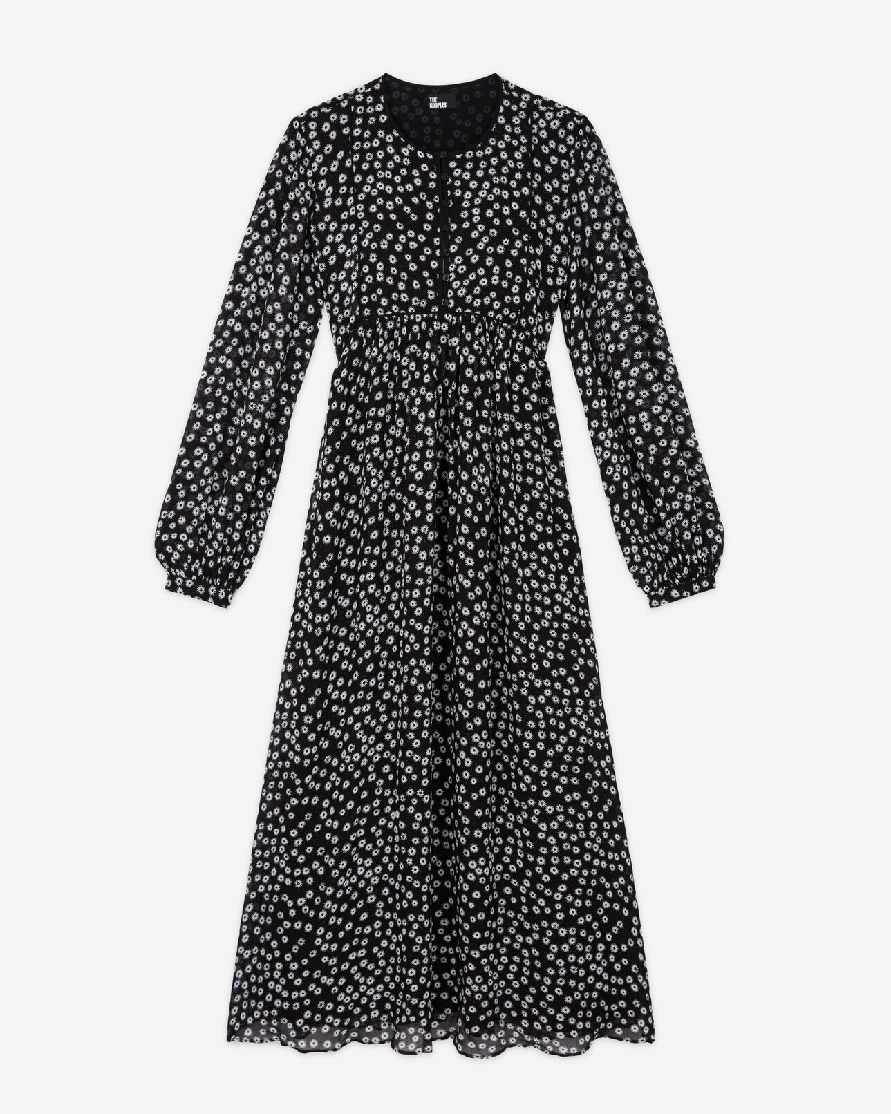 The Kooples DAMEN BLACK WHITE langes kleid mit print
