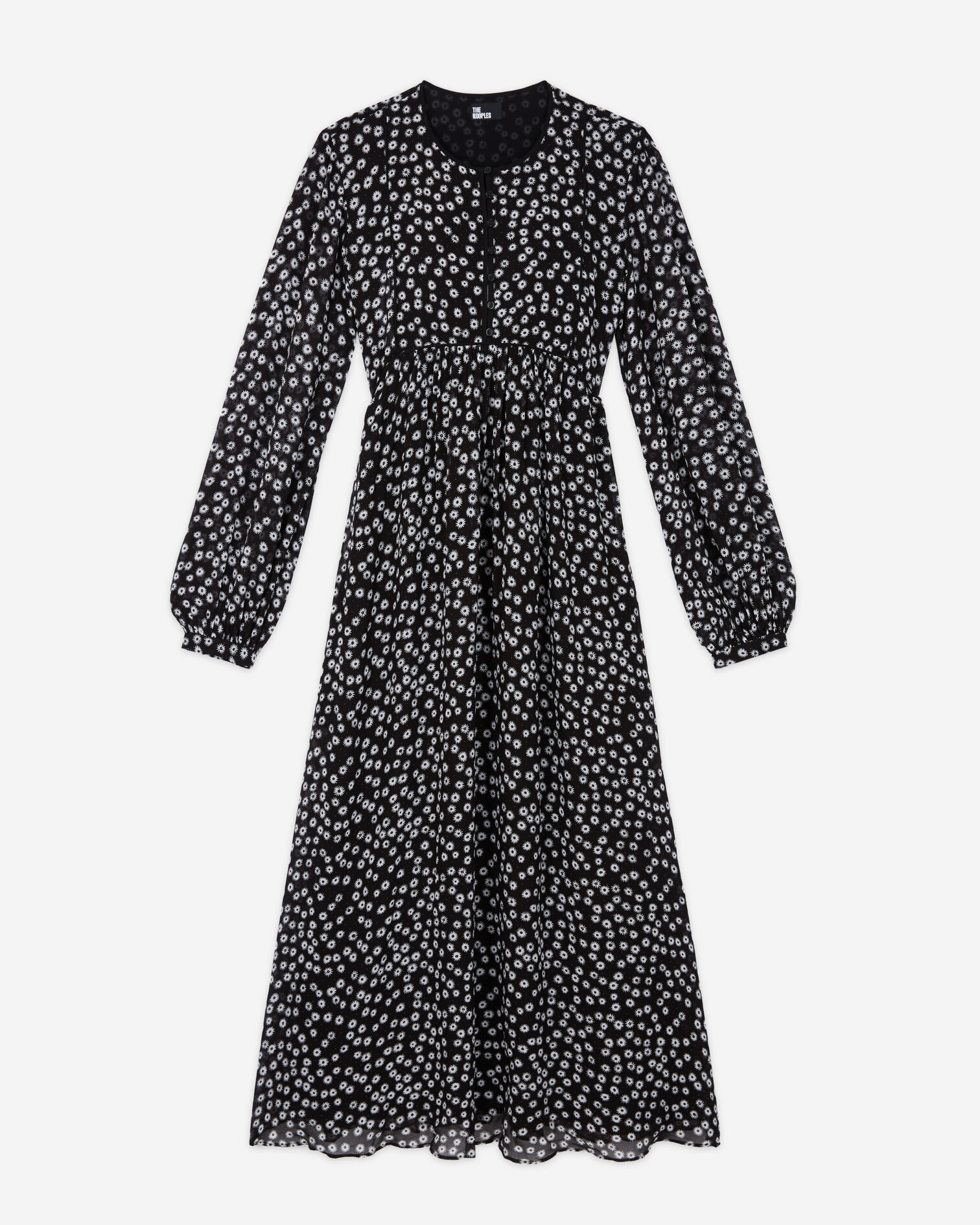 Langes Kleid mit Print, BLACK WHITE, hi-res image number null