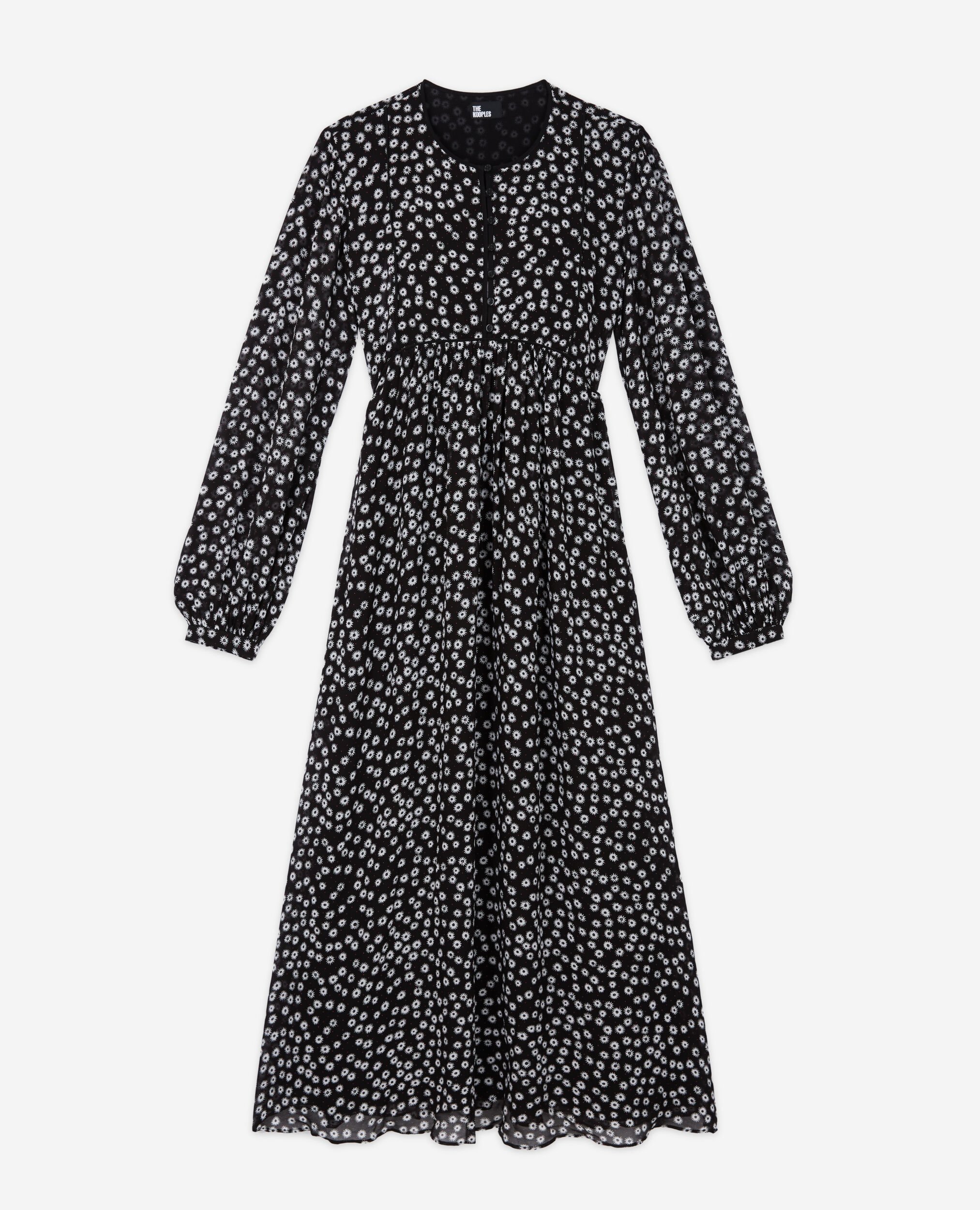 Printed long dress, BLACK WHITE, hi-res image number null