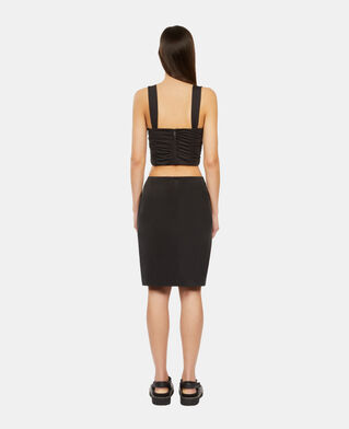 The Kooples F BLACK short black draped washed silk skirt