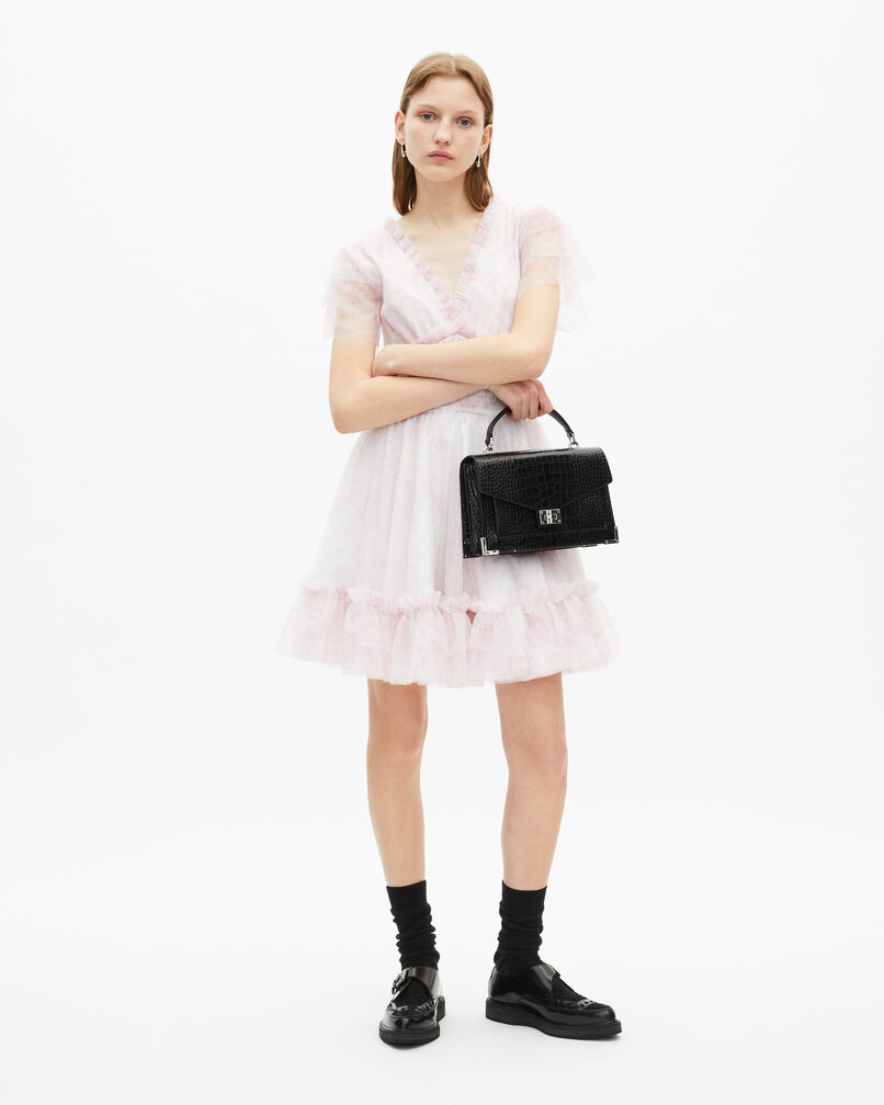 The Kooples DAMEN WHITE - PINK kurzes kleid aus bedrucktem tüll ‚pale lilac‘