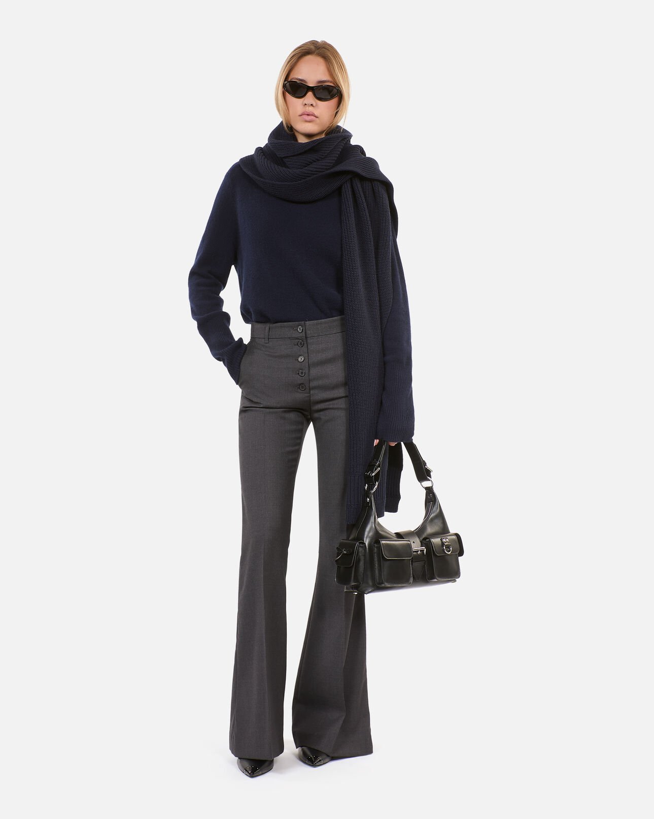 The Kooples WOMEN GREY grey flared wool pants
